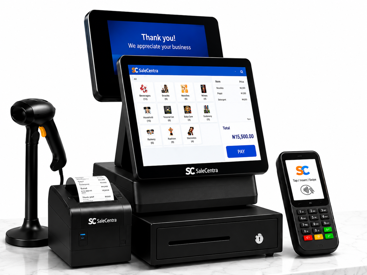 Dual-screen POS terminal